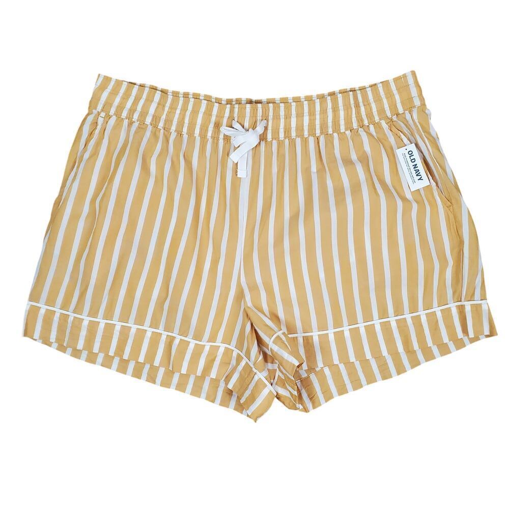 Old Navy Women’s Yellow Striped High Rise Shorts Size XL NWT Pull-On Pockets